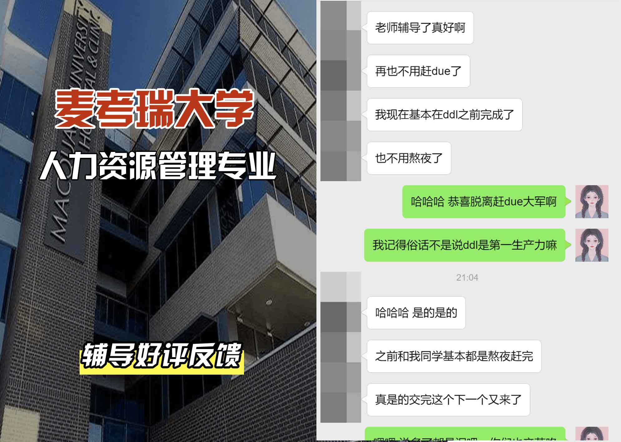 麦考瑞大学MQU人力资源管理辅导好评反馈
