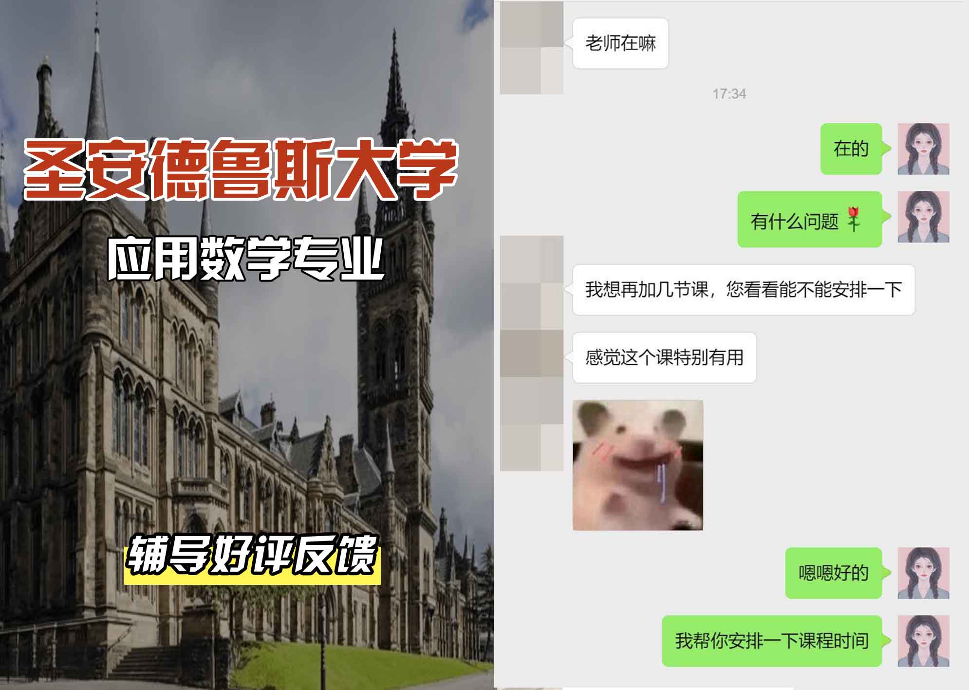 圣安圣安德鲁斯大学应用数学辅导好评反馈