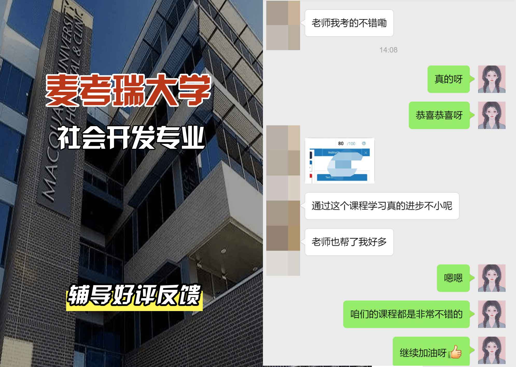 麦考瑞大学MQU社会开发辅导好评反馈