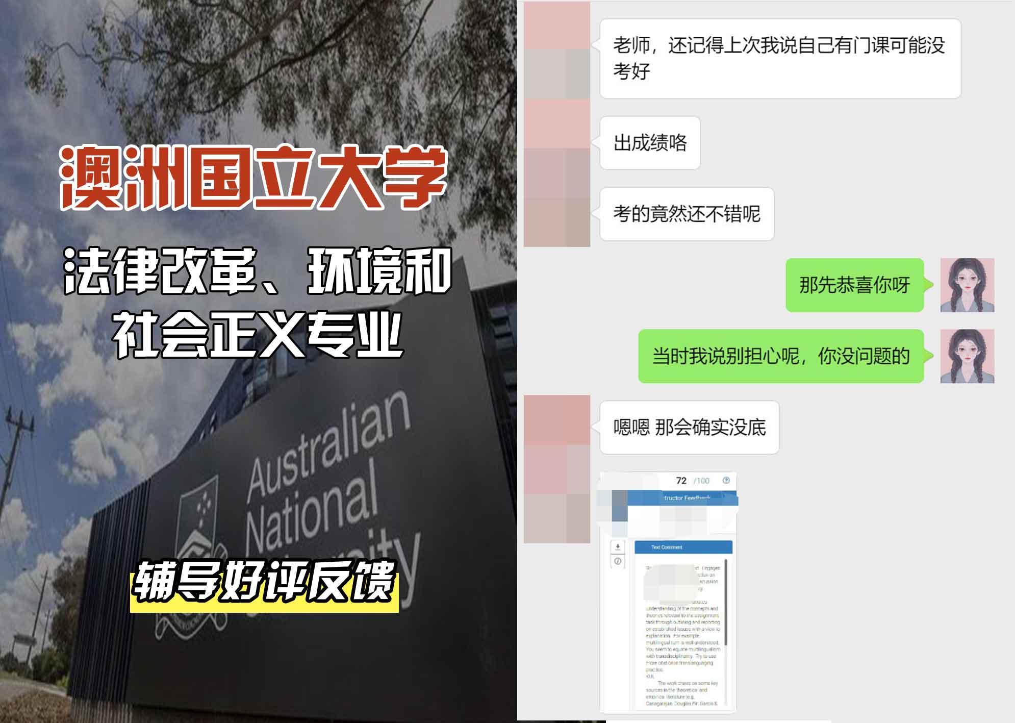 ANU澳洲国立大学法律改革、环境和社会正义辅导好评反馈