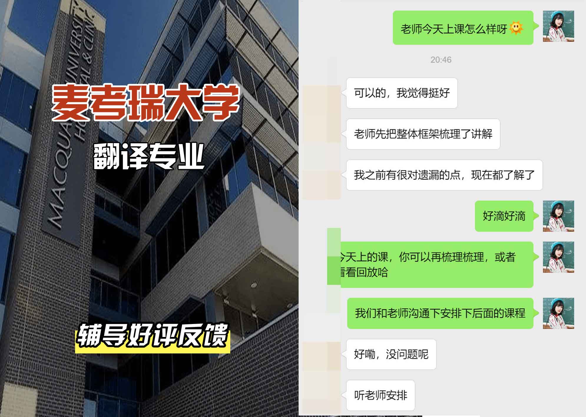 麦考瑞大学MQU翻译辅导好评反馈