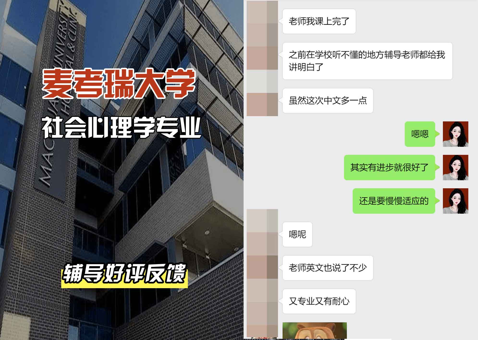 麦考瑞大学MQU社会心理学辅导好评反馈