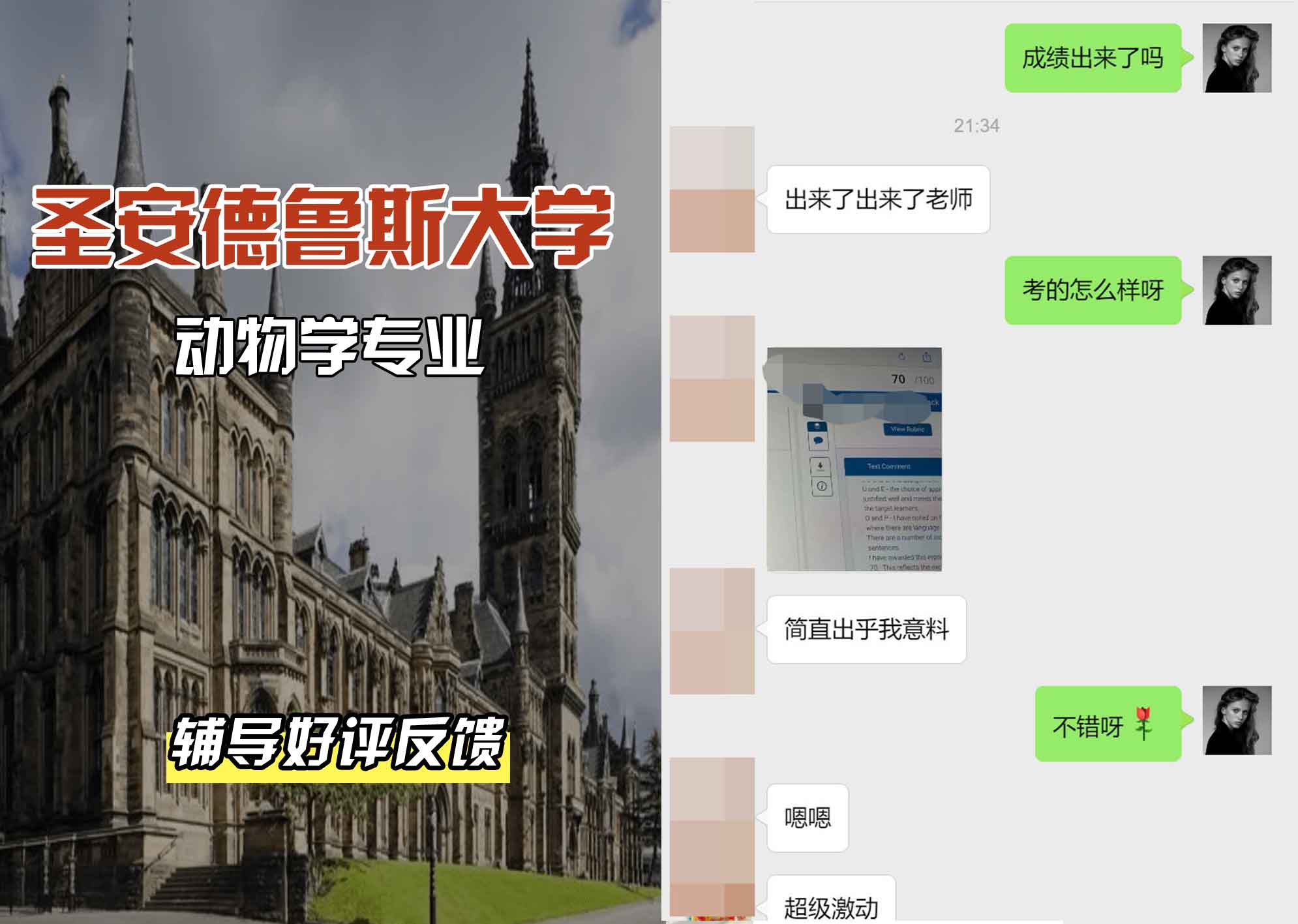圣安圣安德鲁斯大学动物学辅导好评反馈