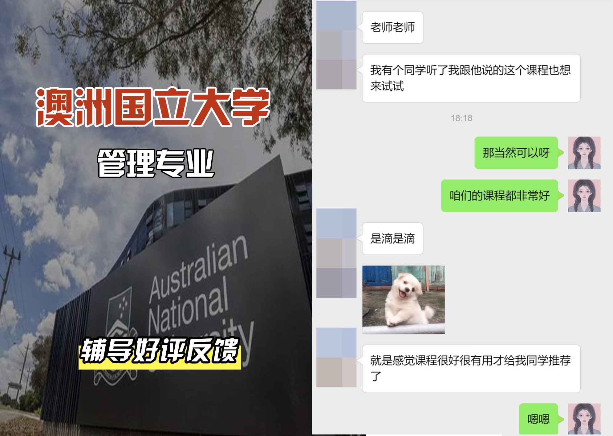 ANU澳洲国立大学管理辅导好评反馈