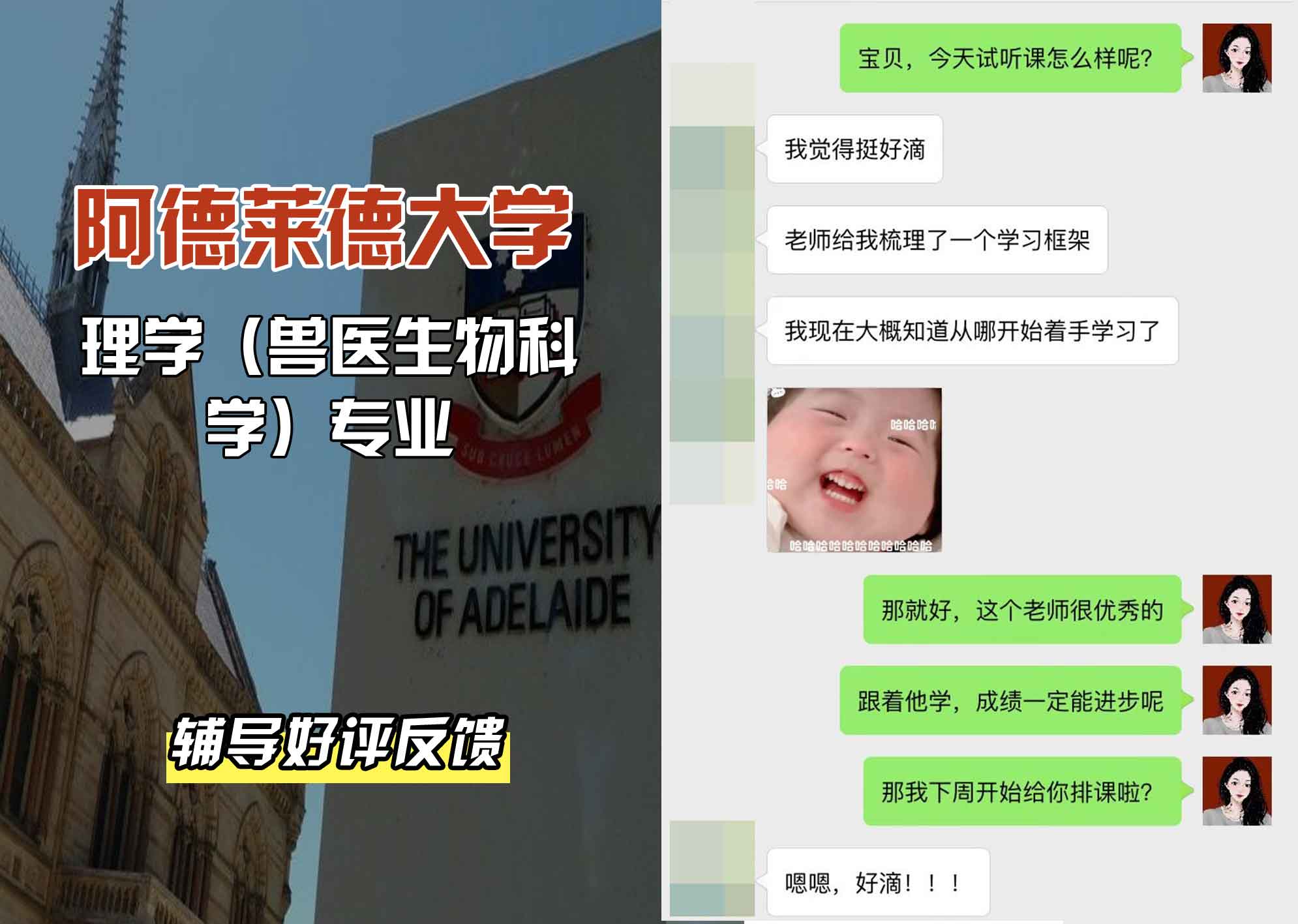 ADELAIDE阿大理学（兽医生物科学）辅导好评反馈